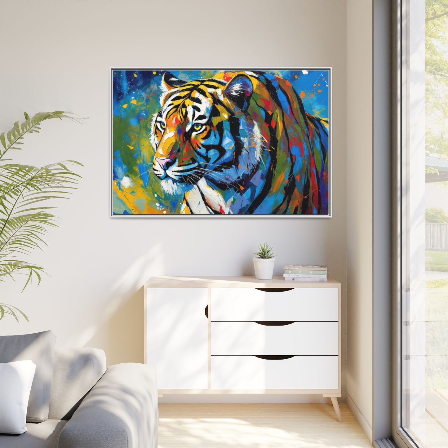 Colorful Tiger Matte Canvas Framed Art — Vibrant Wildlife Wall Decor