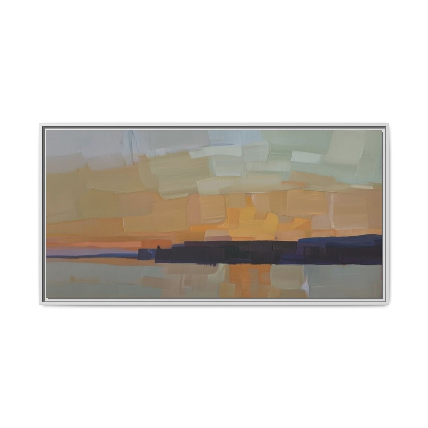 Framed Matte Canvas Sunset Abstract Landscape Art Print