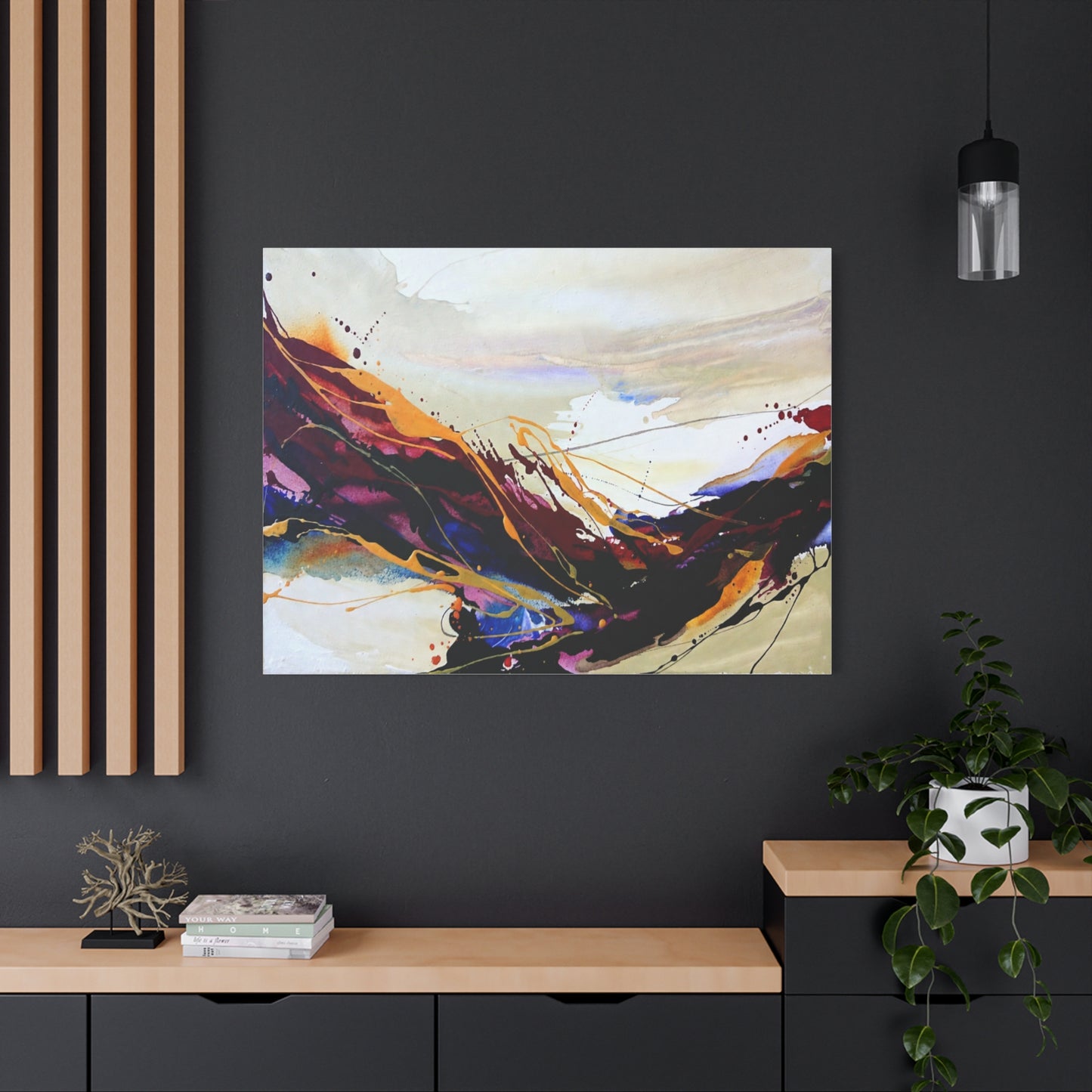 Abstract Color Flow Matte Stretched Canvas – Vibrant Modern Wall Art