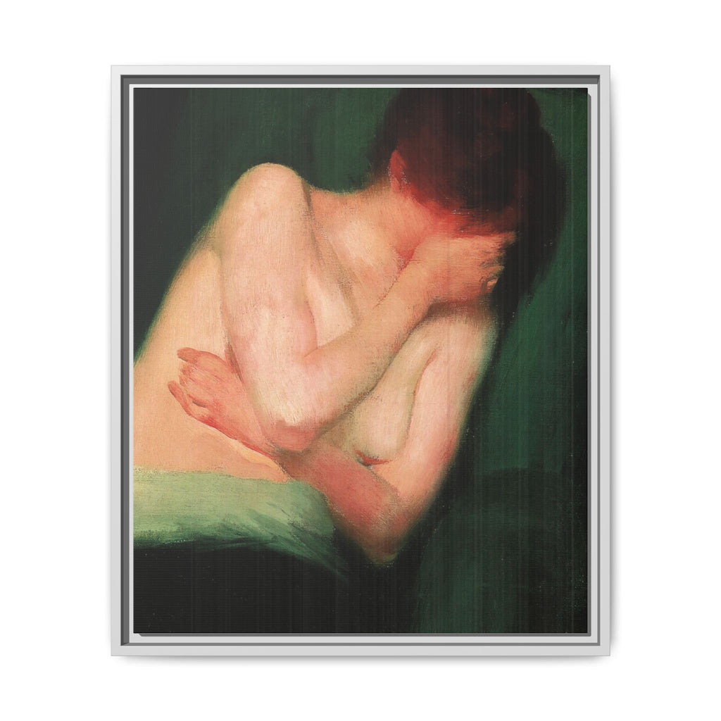 Female Nude by János Vaszary Framed Matte Canvas Wall Art Print
