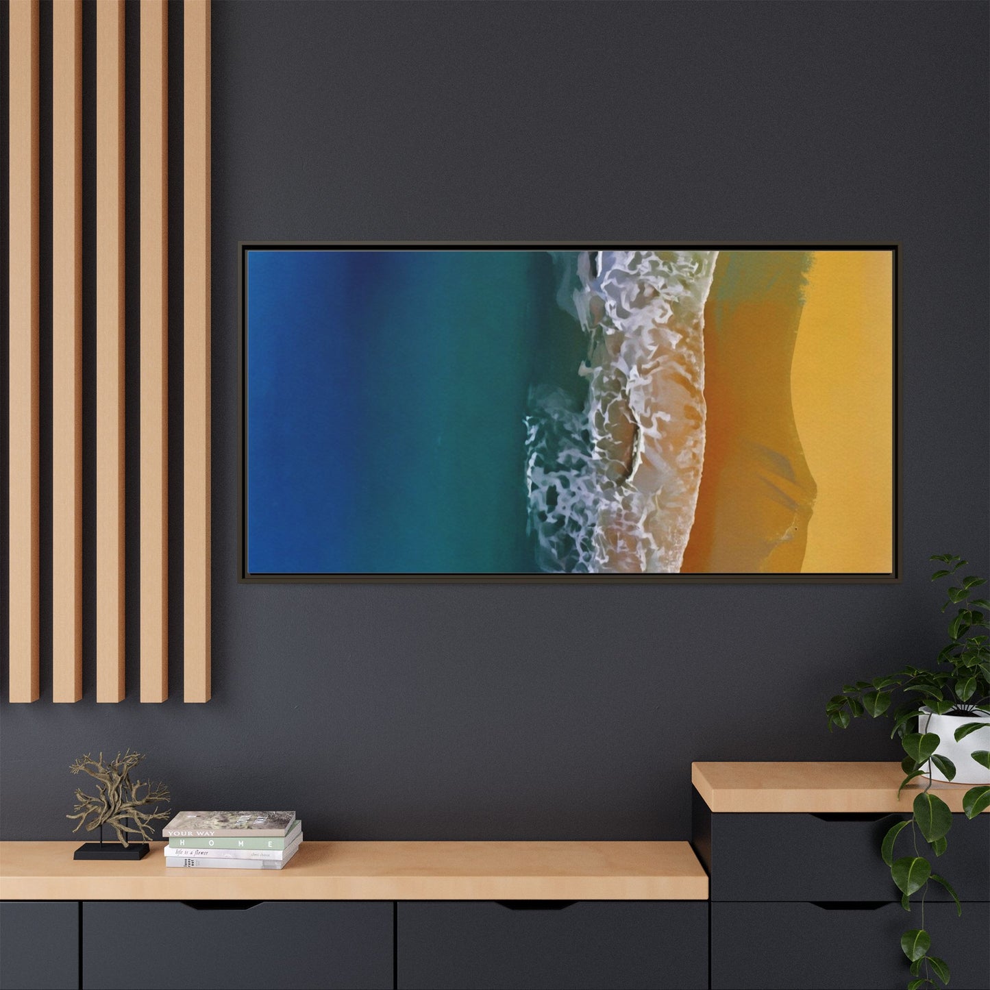 Framed Matte Canvas Seascape Print – Coastal Waves Wall Art