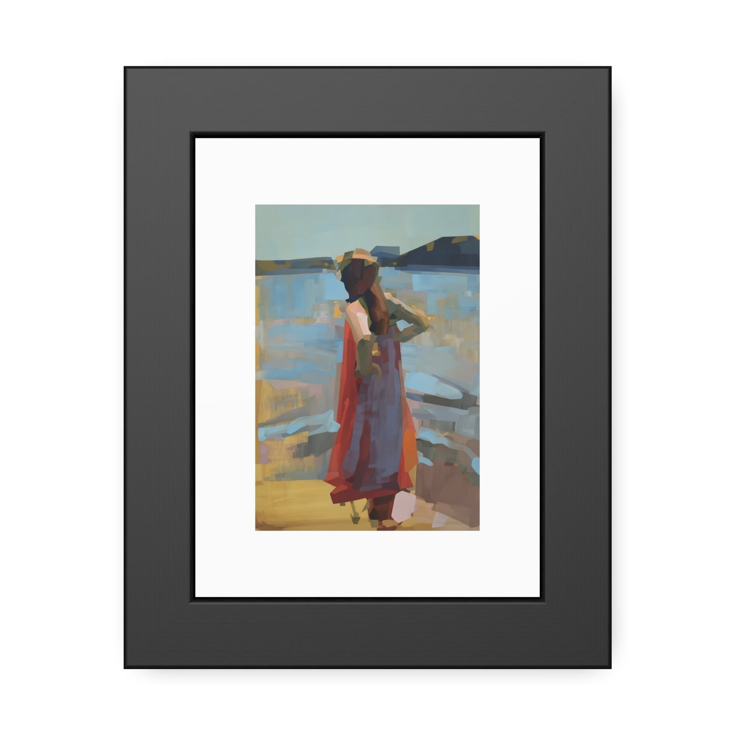 Framed Art Print — Woman at the Shore Impressionist Poster