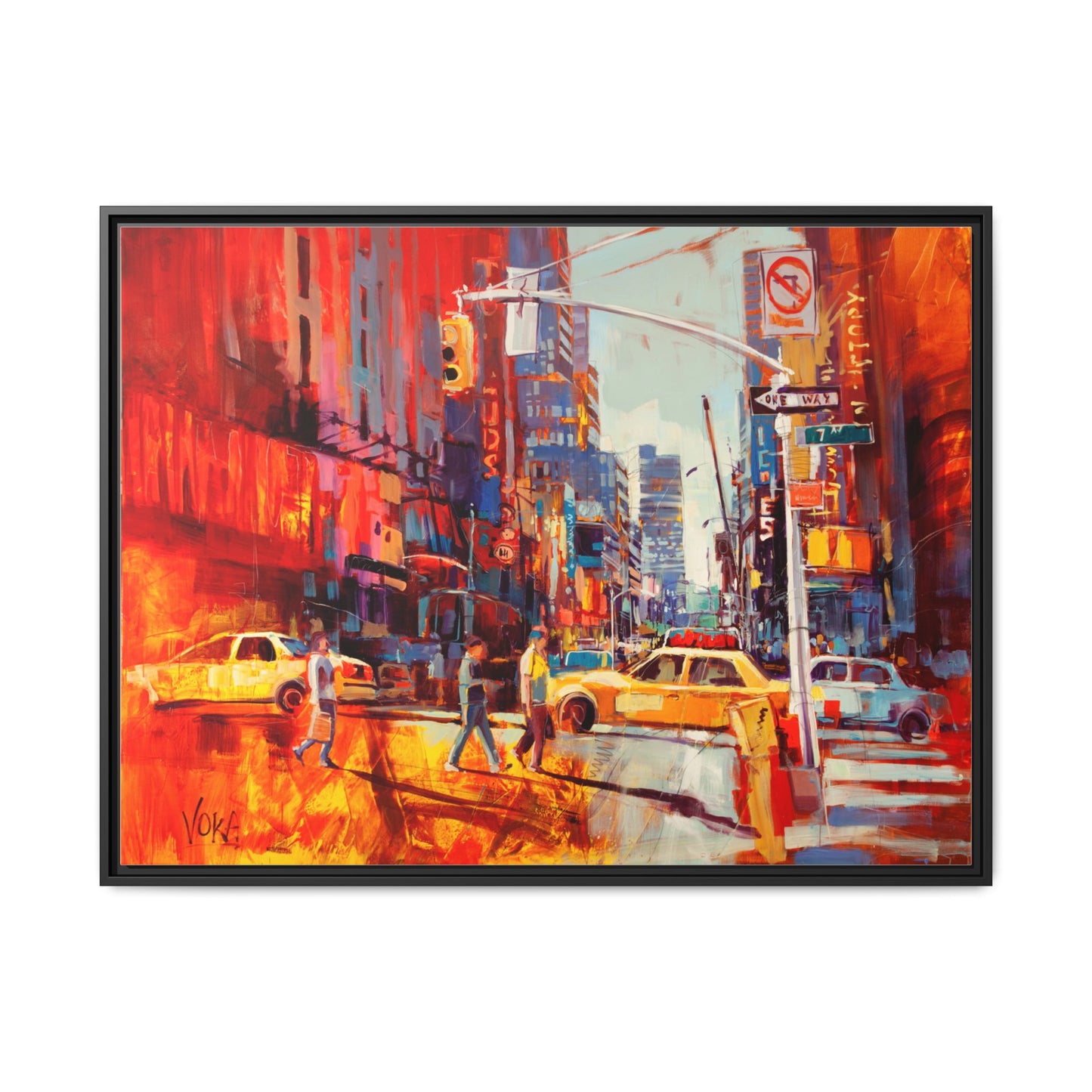 New York 7th AV attributed to Voke Framed Matte Canvas – Art Print