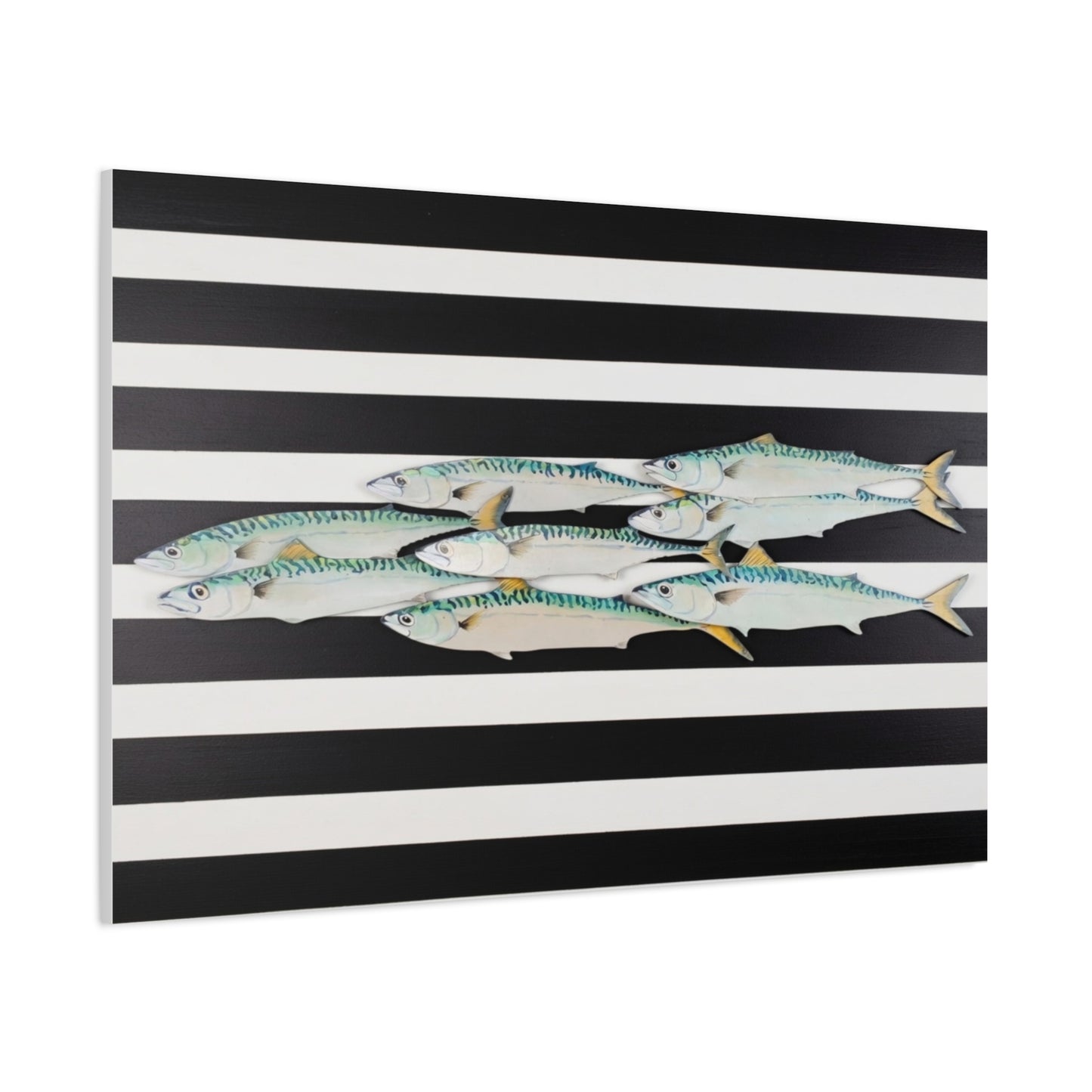 Striped Mackerel School Matte Canvas Print