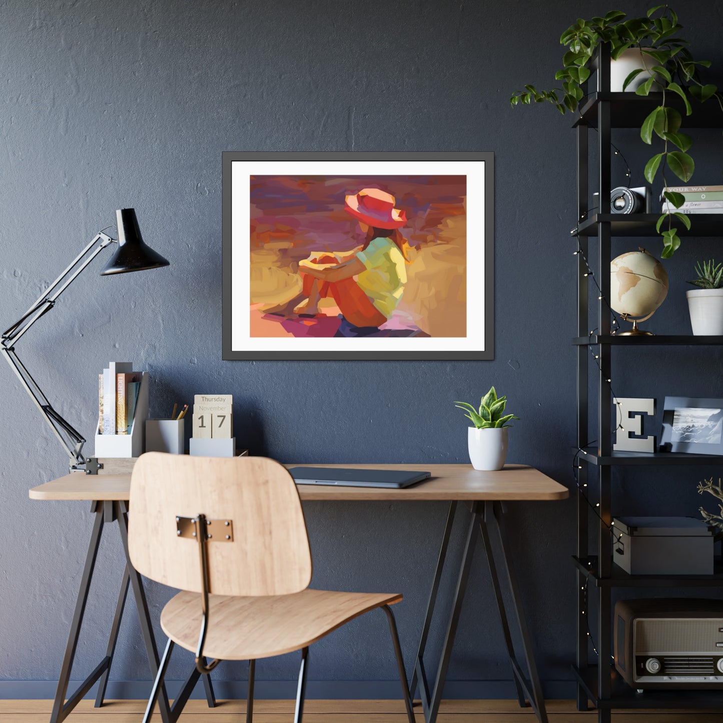 Framed Poster — Vibrant Coastal Girl Illustration, Summer Beach Wall Art