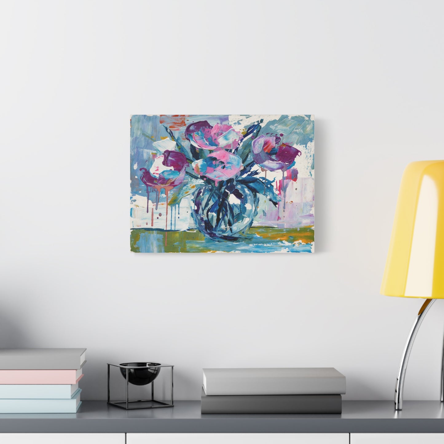 Abstract Floral Canvas Wall Art — Colorful Bouquet Matte Stretched Canvas