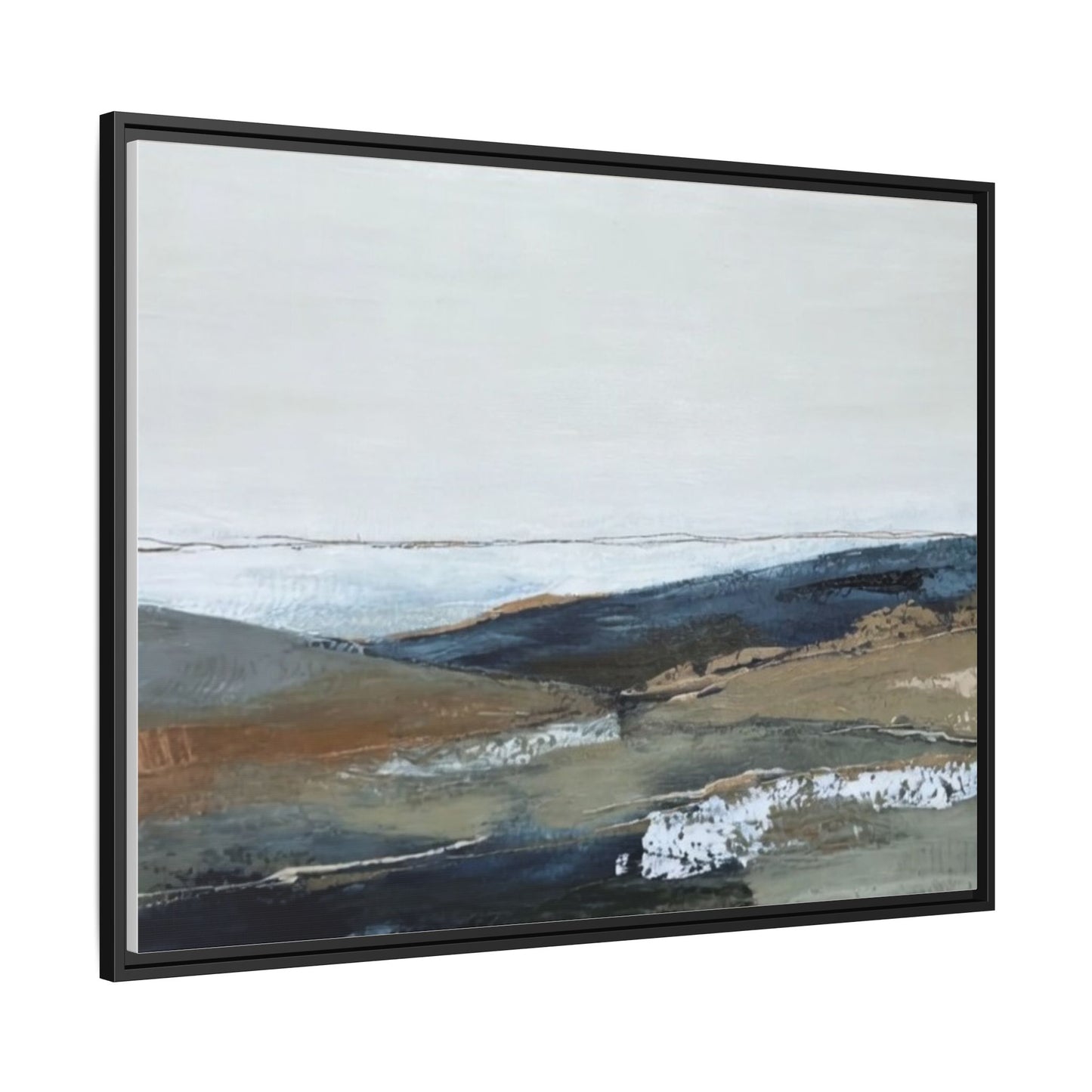 Framed Matte Canvas Wall Art — Serene Coastal Abstract Landscape