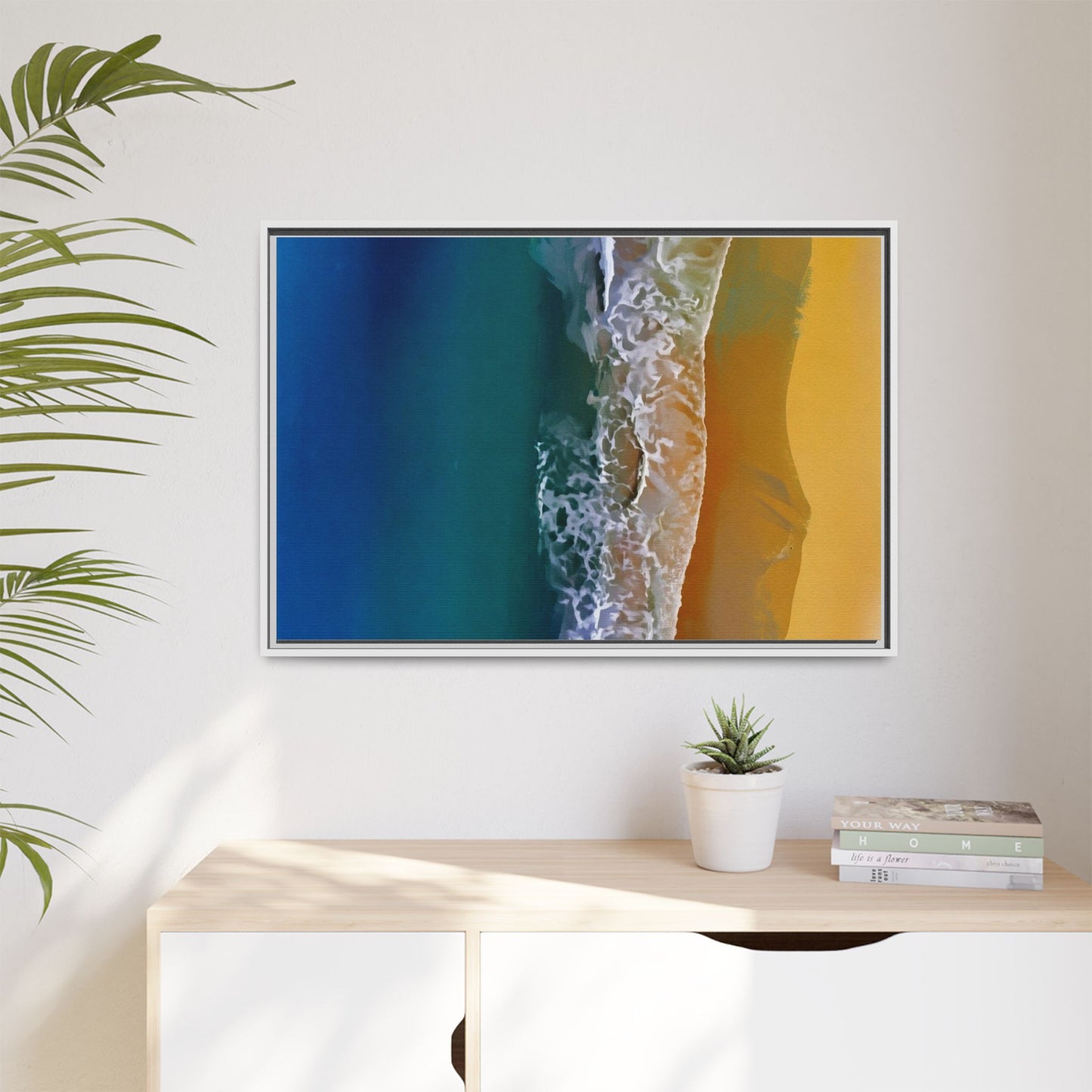 Framed Matte Canvas Seascape Print – Coastal Waves Wall Art