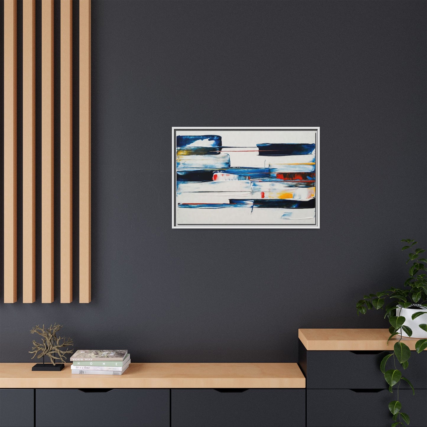 Abstract Coastal Brushstrokes Framed Canvas Print