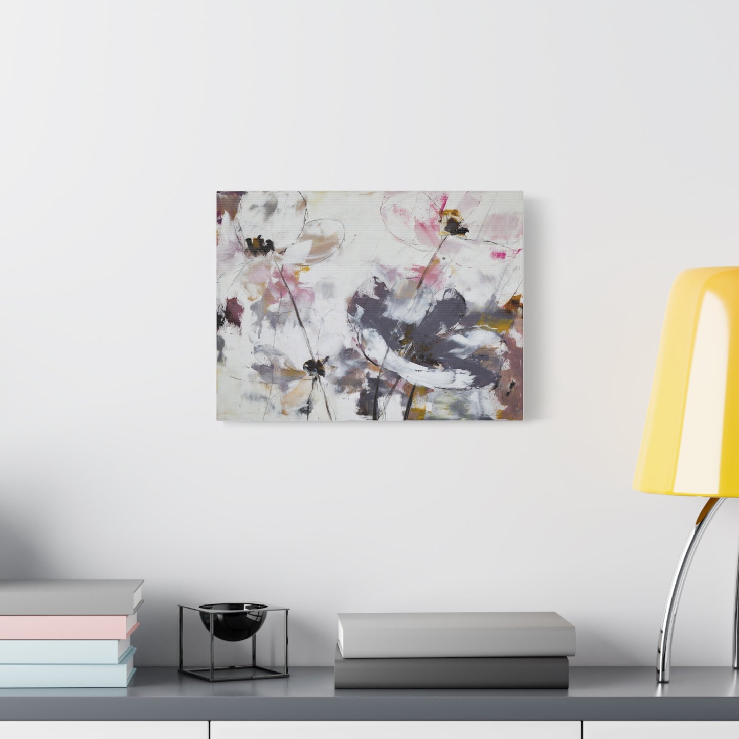 Abstract Floral Canvas Wall Art — Soft Neutral Blossoms Matte Stretched Canvas