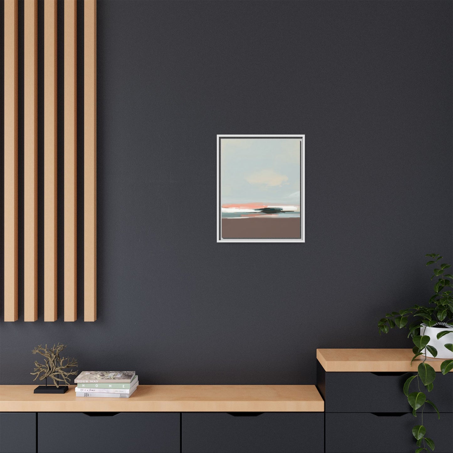Framed Matte Canvas Print — Soft Coastal Abstract Landscape