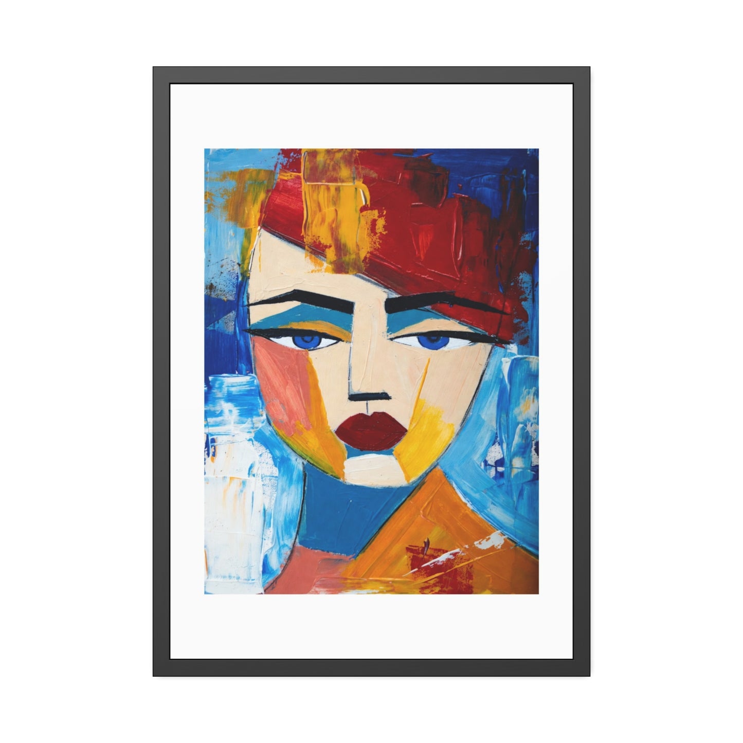 Abstract Colorful Face Framed Poster — Modern Pop Art Wall Print