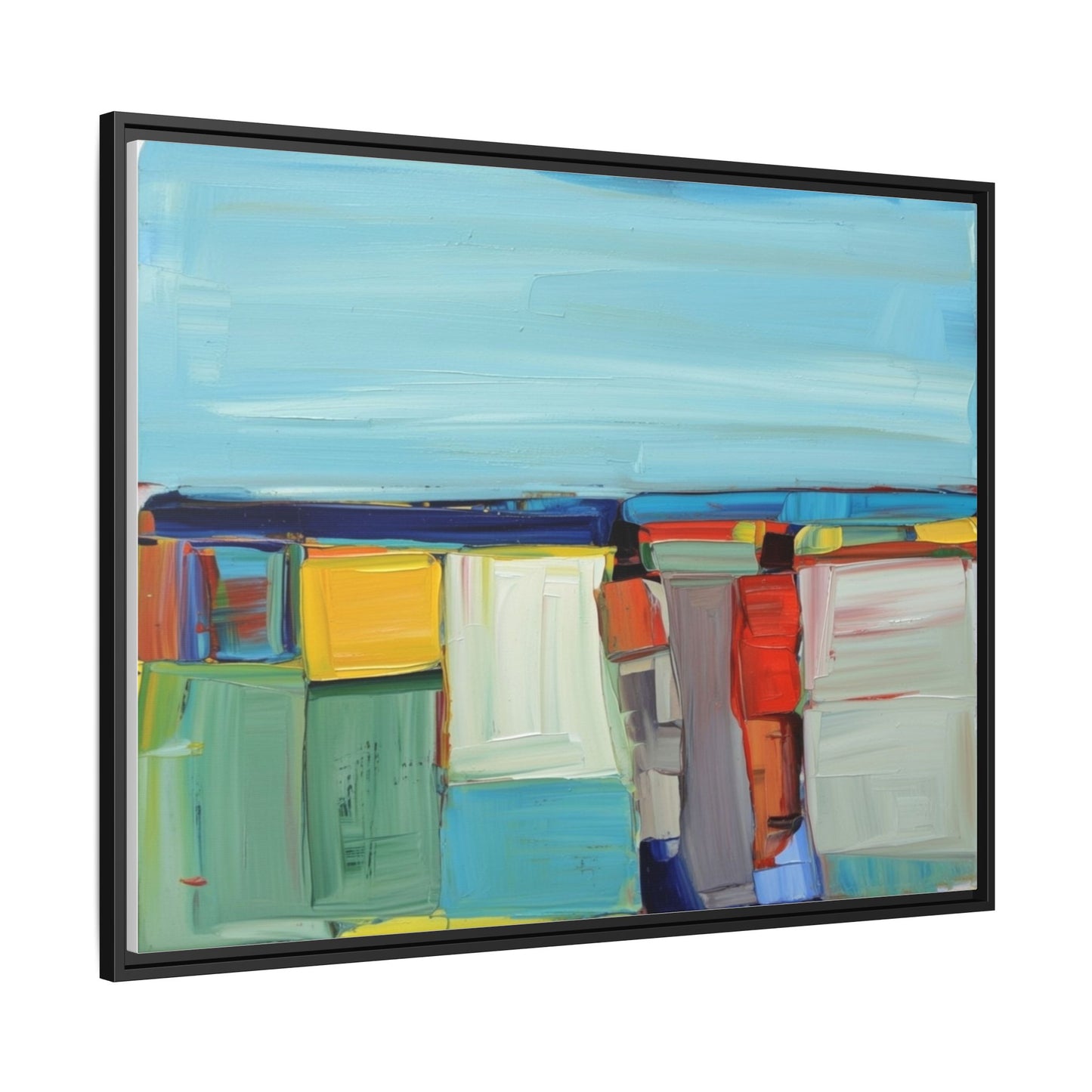 Abstract Coastal Blocks Matte Canvas Print (Framed)
