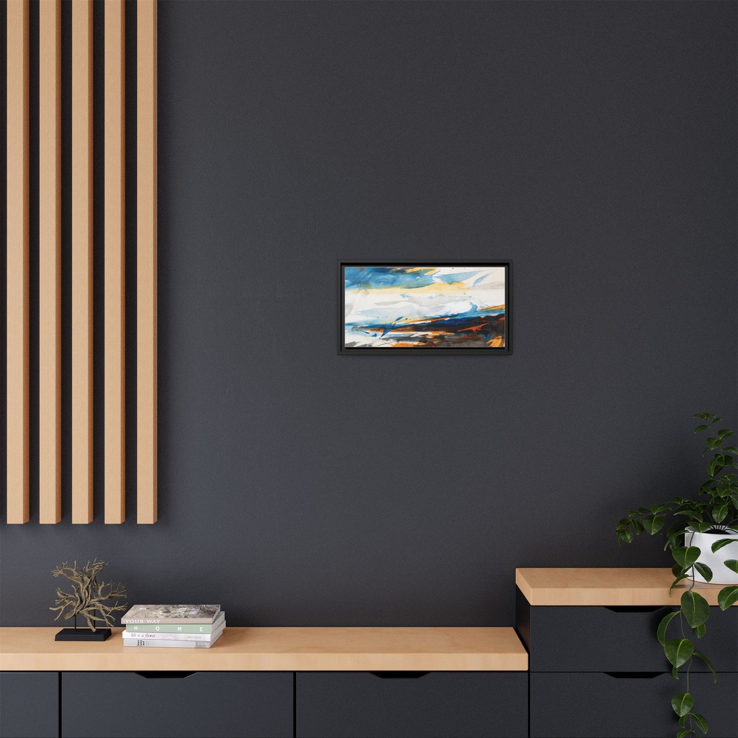 Abstract Coastal Waves Matte Canvas Framed Wall Art