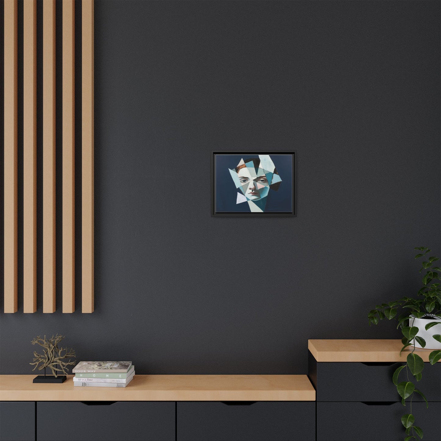 Abstract Fragmented Portrait Matte Canvas (Framed)
