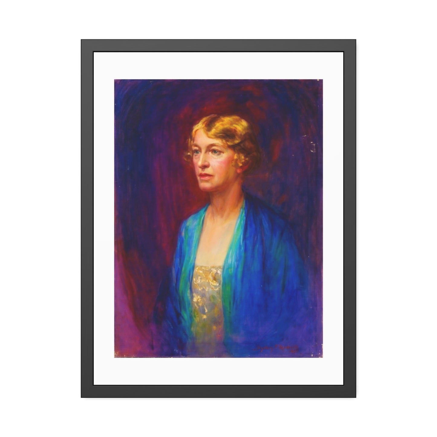Framed Portrait Poster — Vintage Woman Oil-Style Art Print