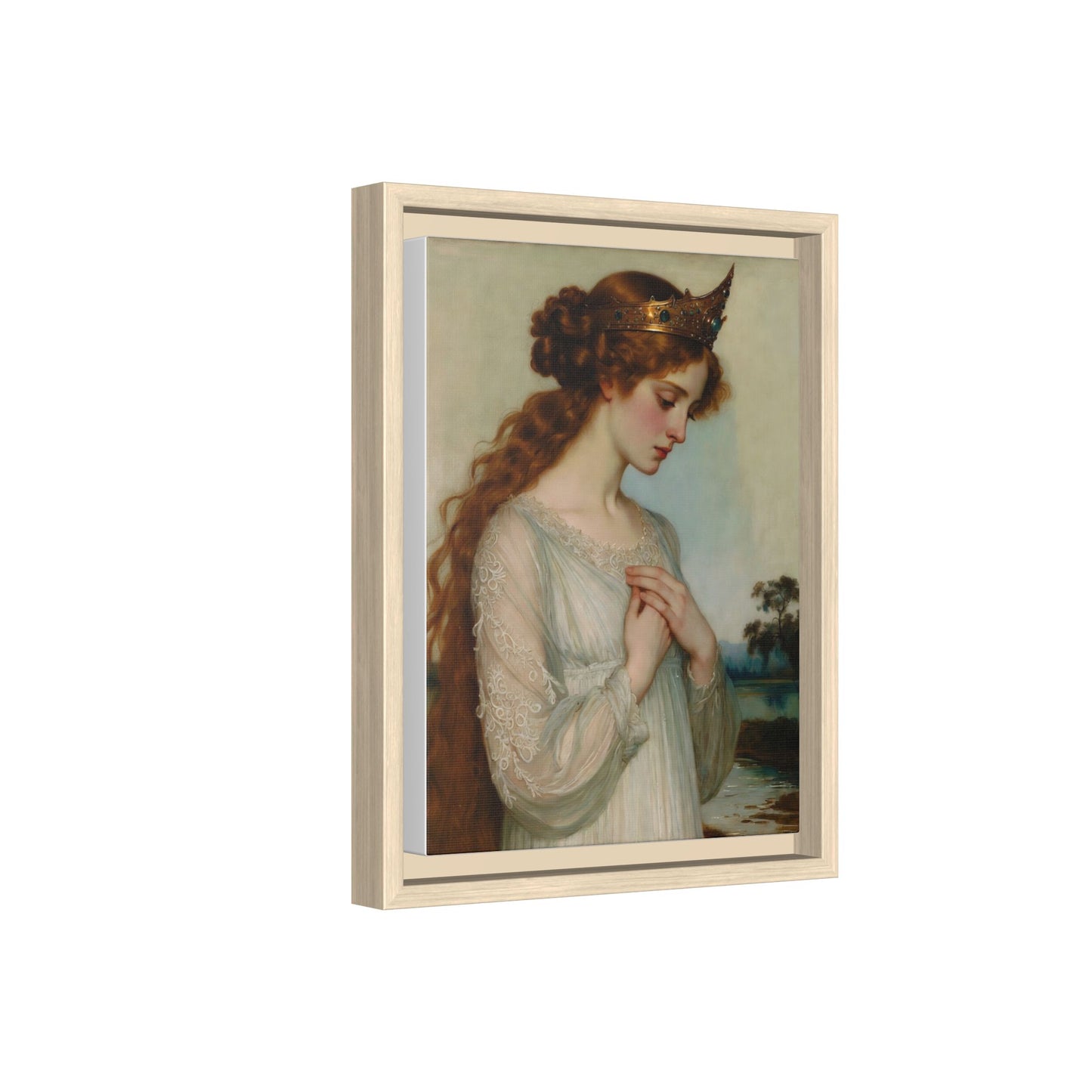Framed Matte Canvas Print — Vintage Pre-Raphaelite Princess Portrait