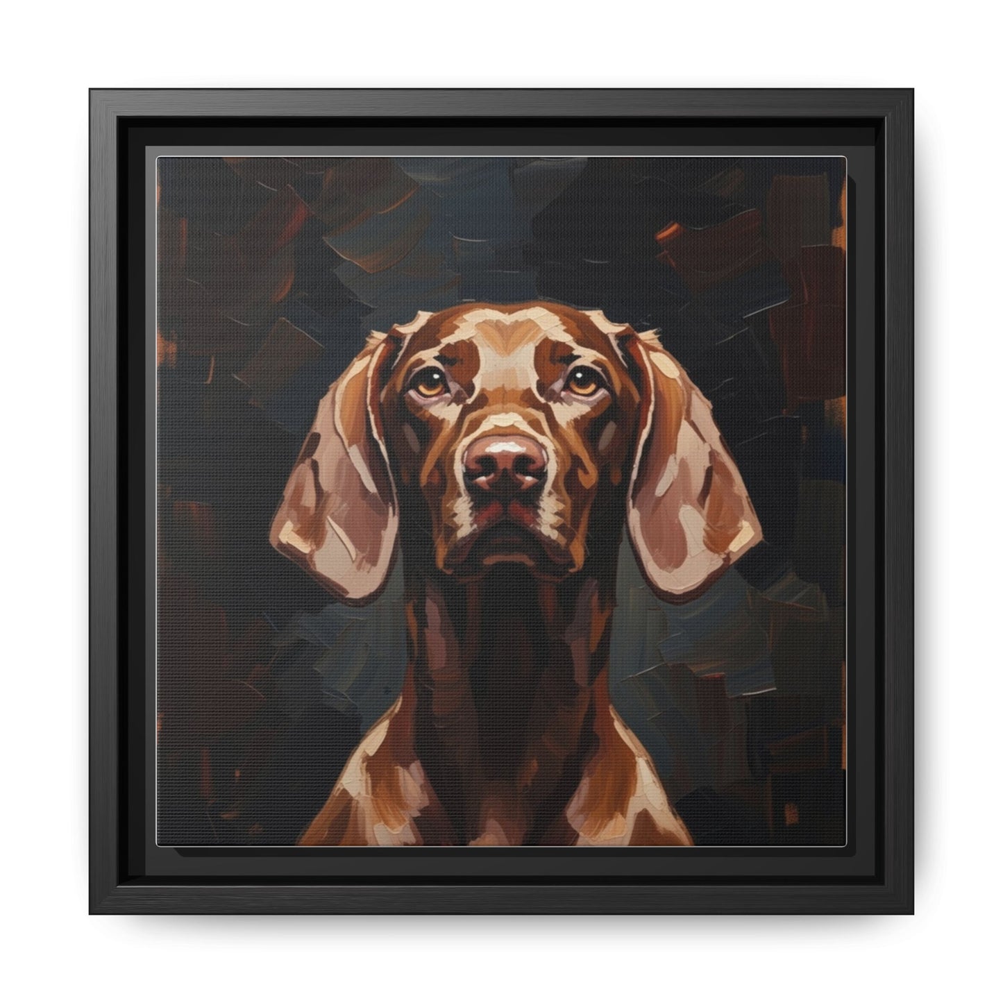 Framed Matte Canvas Dog Portrait – Brown Vizsla Wall Art