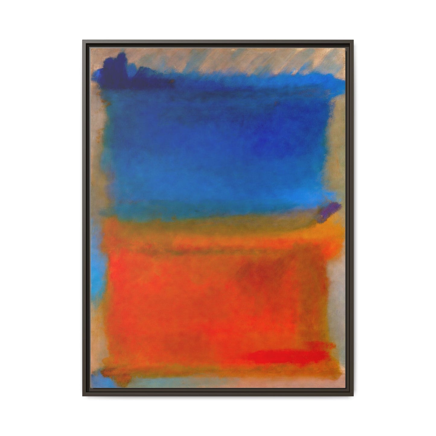 Abstract Color Block Matte Canvas Framed Wall Art — Blue & Orange Modern Painting