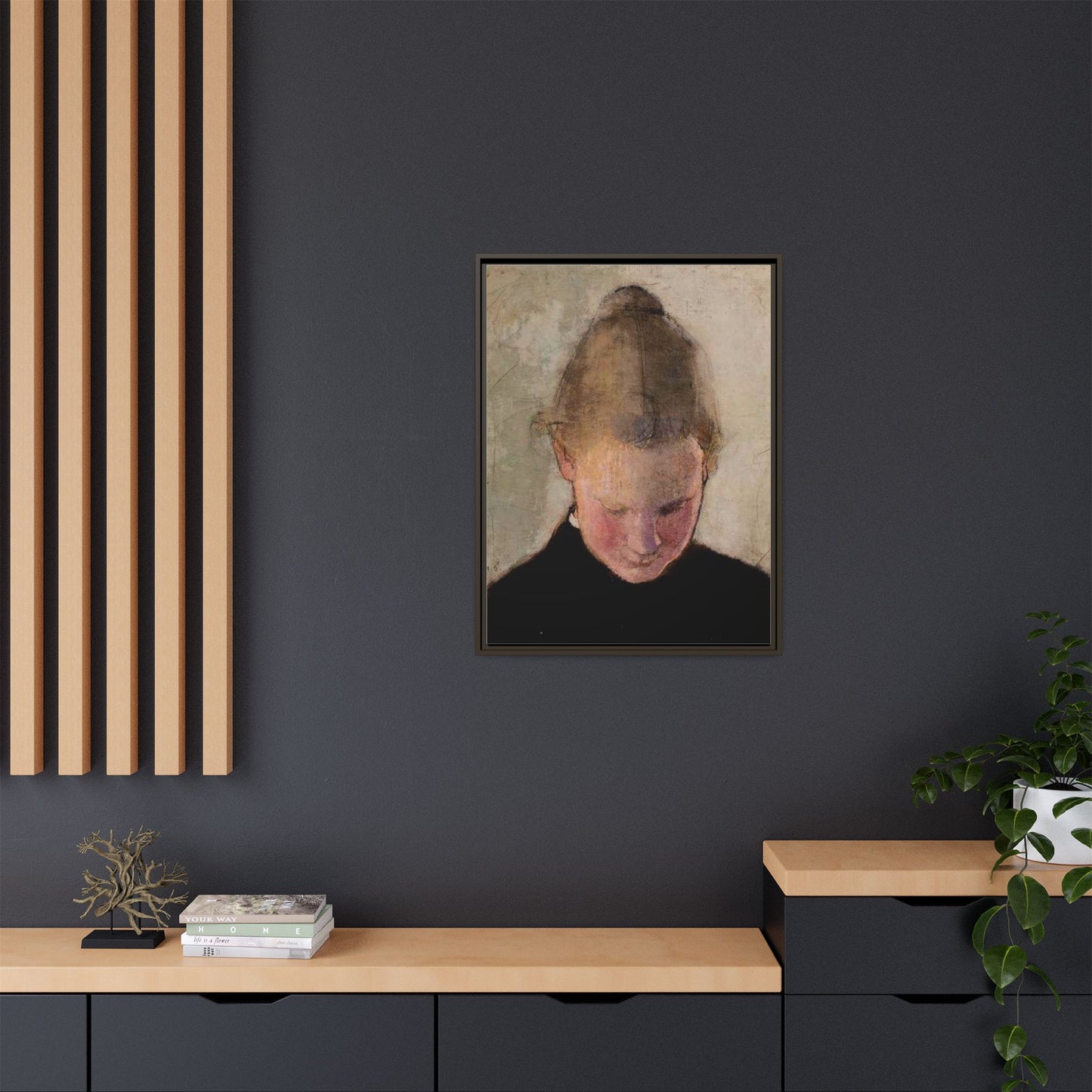 Lukeva tytto by Helena Schjerfbeck Framed Matte Canvas Art Print