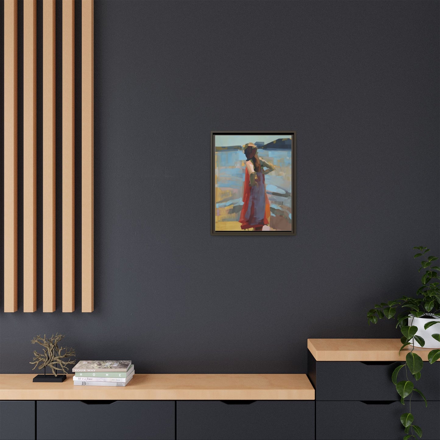Framed Matte Canvas Print — Coastal Woman Abstract Art