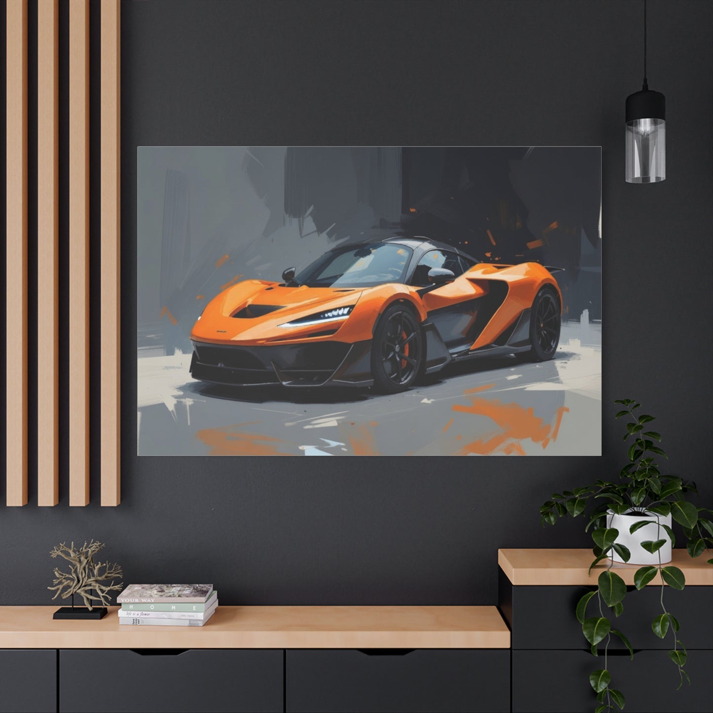 Orange Supercar Matte Canvas Wall Art – Stretched 1.25" Sports Car Print