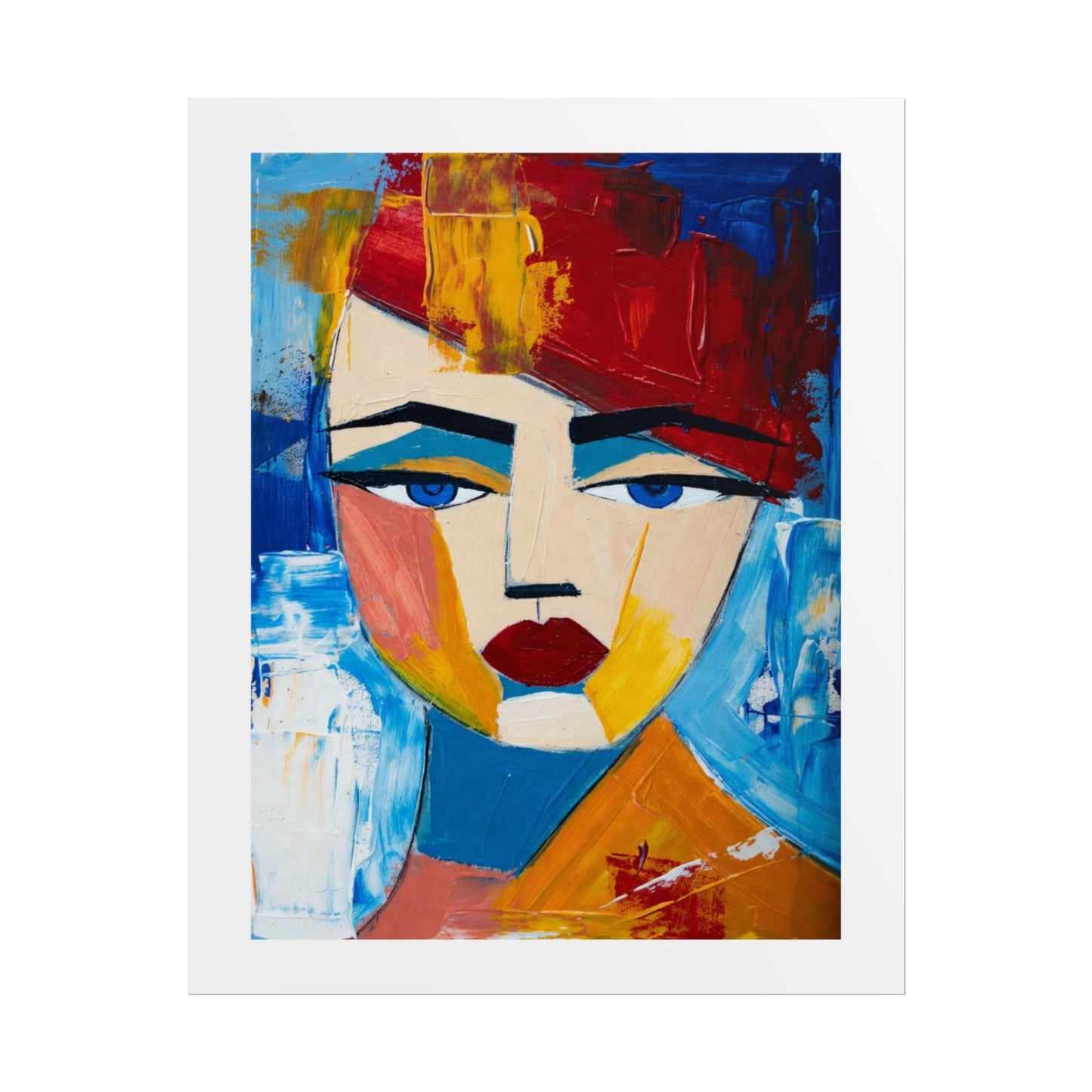 Abstract Colorful Face Poster - Modern Expressionist Rolled Art Print