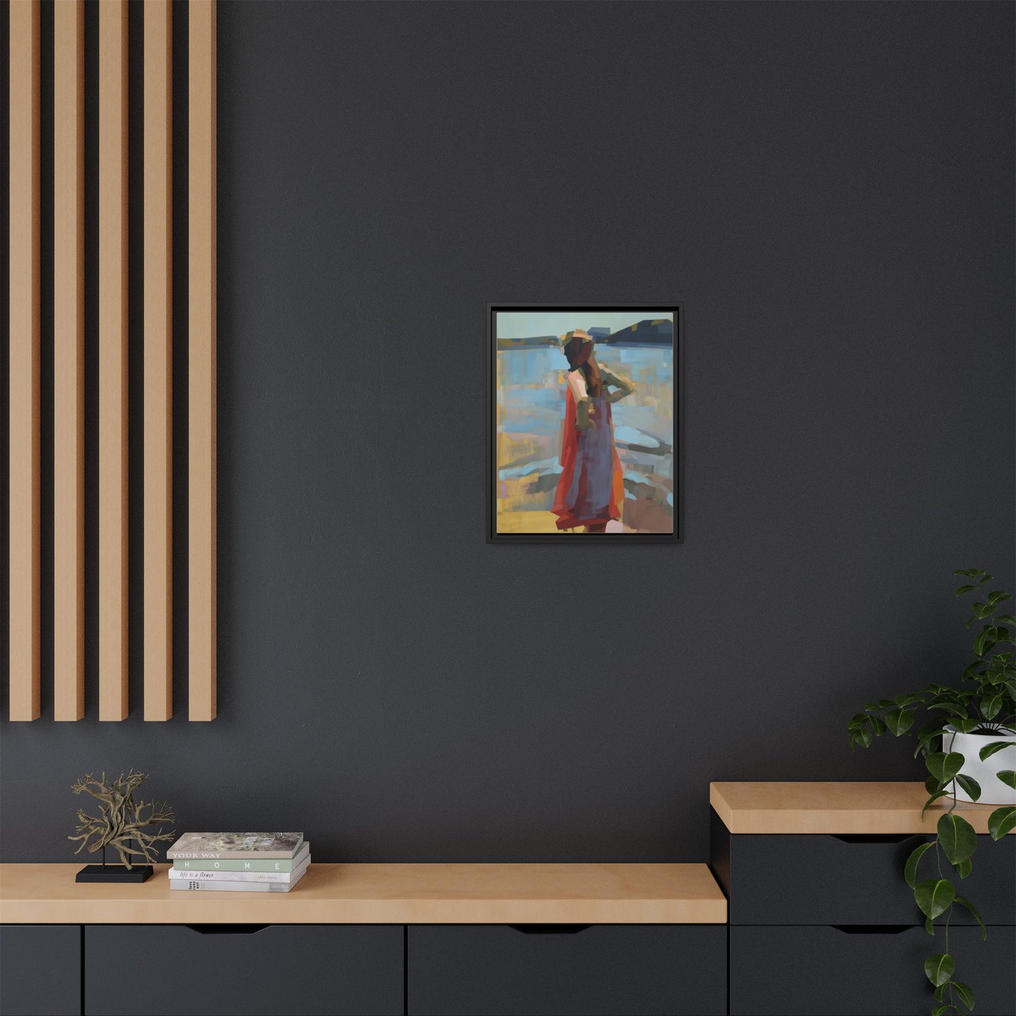 Framed Matte Canvas Print — Coastal Woman Abstract Art