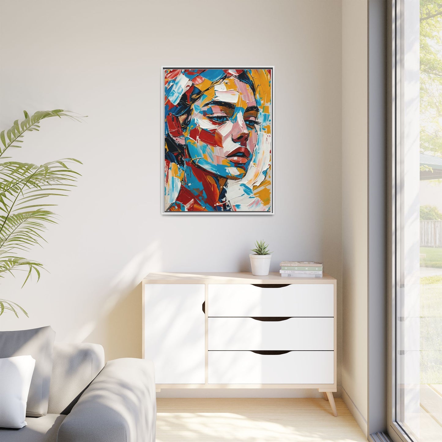Colorful Abstract Portrait Framed Canvas Print