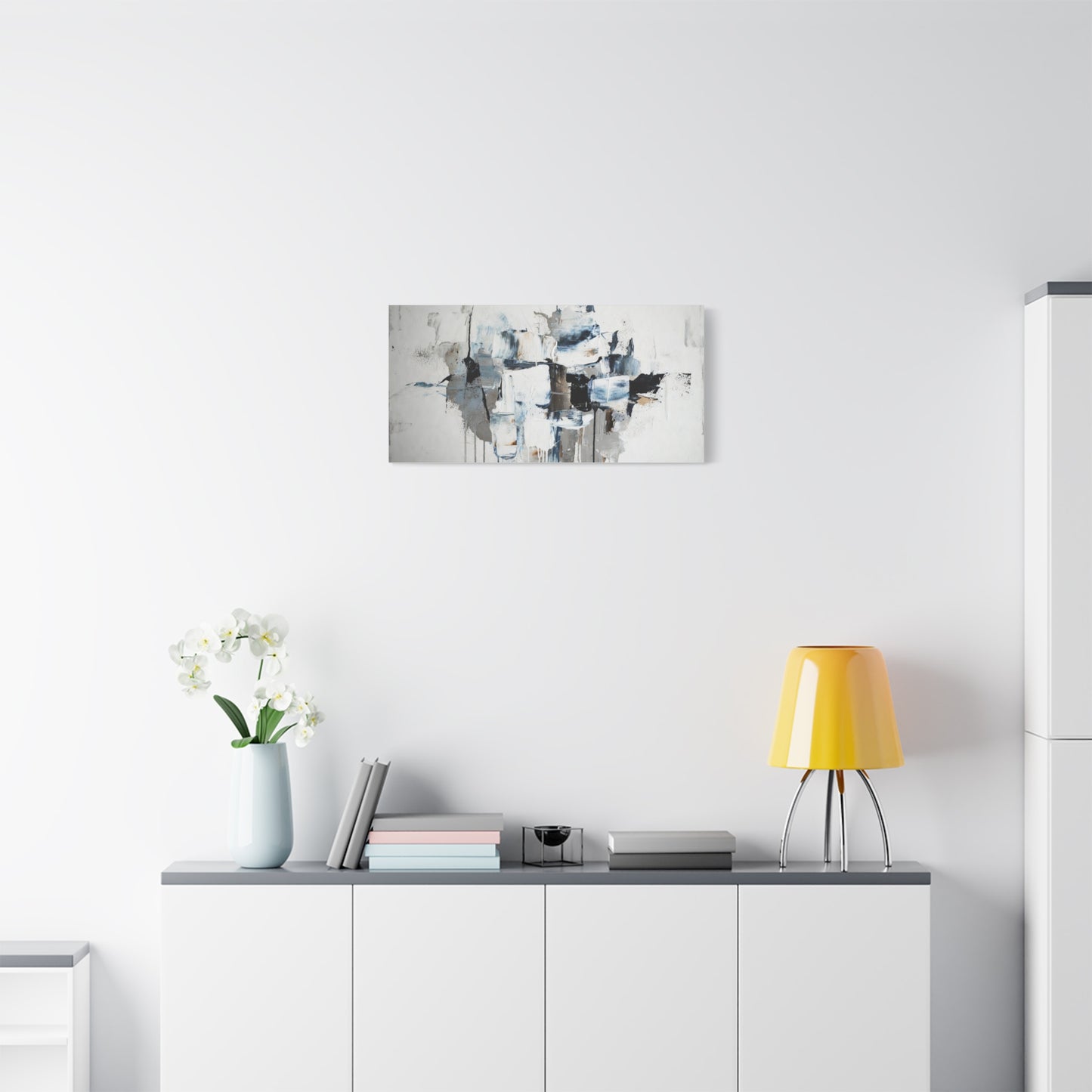 Abstract Blue & Gray Canvas Wall Art — Stretched Matte Canvas