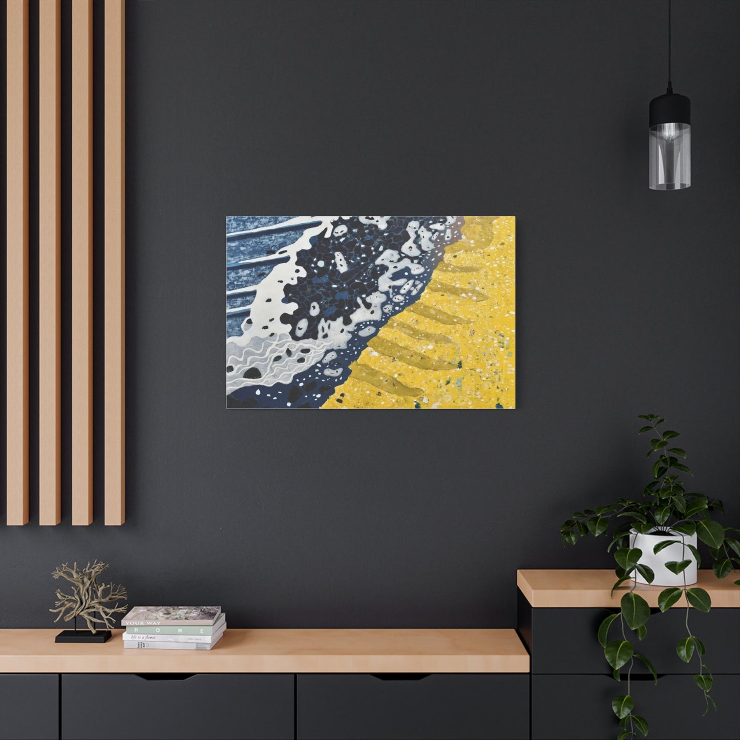 Abstract Blue & Yellow Fluid Art Canvas Print — Matte Stretched Wall Art