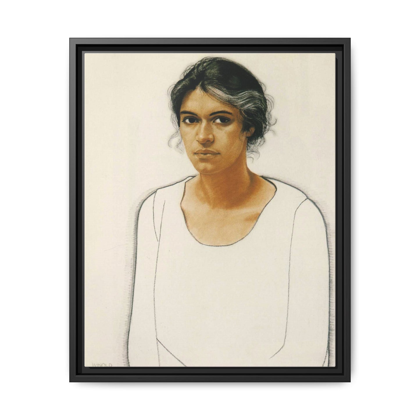 Portrait of a Woman by Winold Reiss Framed Matte Canvas Portrait Print