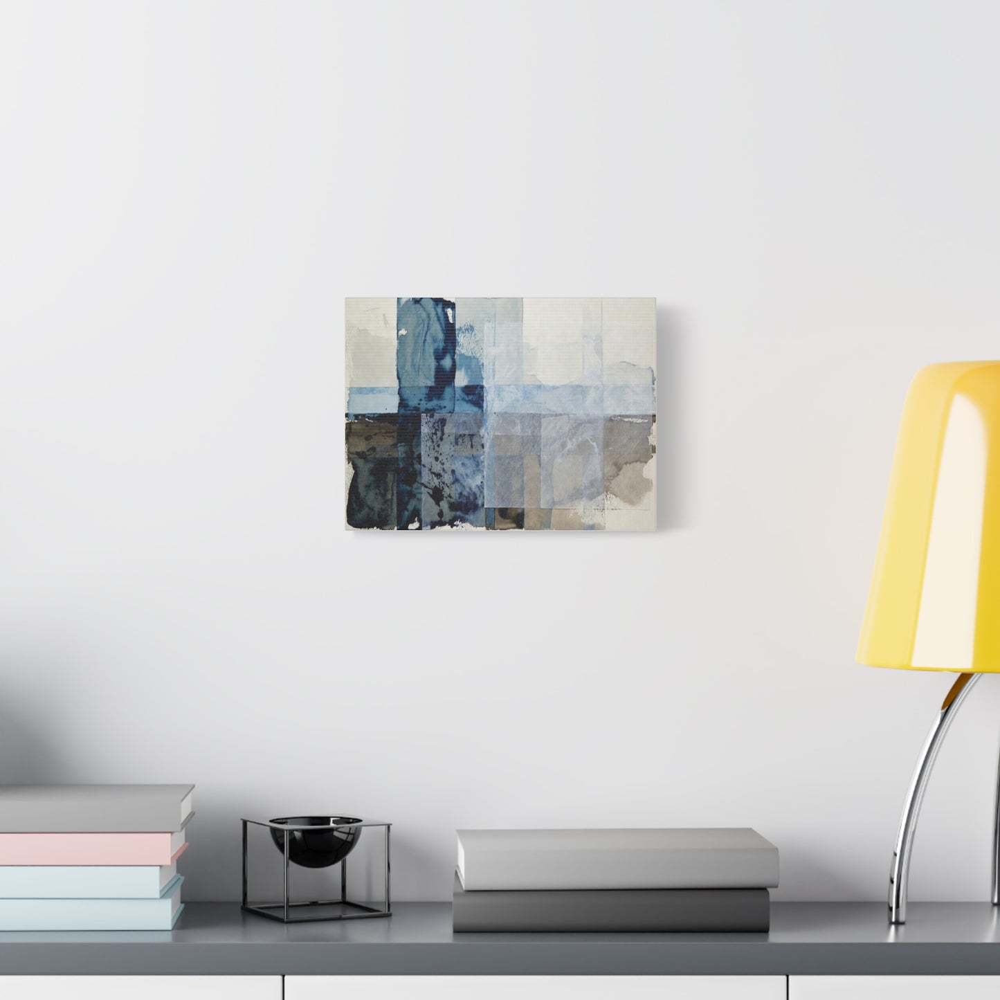 Abstract Blue Geometric Canvas Art — Stretched Matte Wall Decor