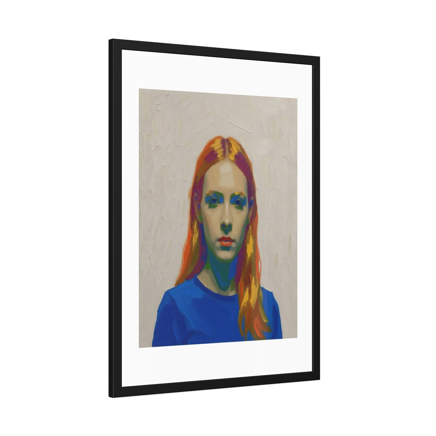 Framed Art Print — Colorful Portrait of Red-Haired Woman, Modern Pop Portrait Wall Art