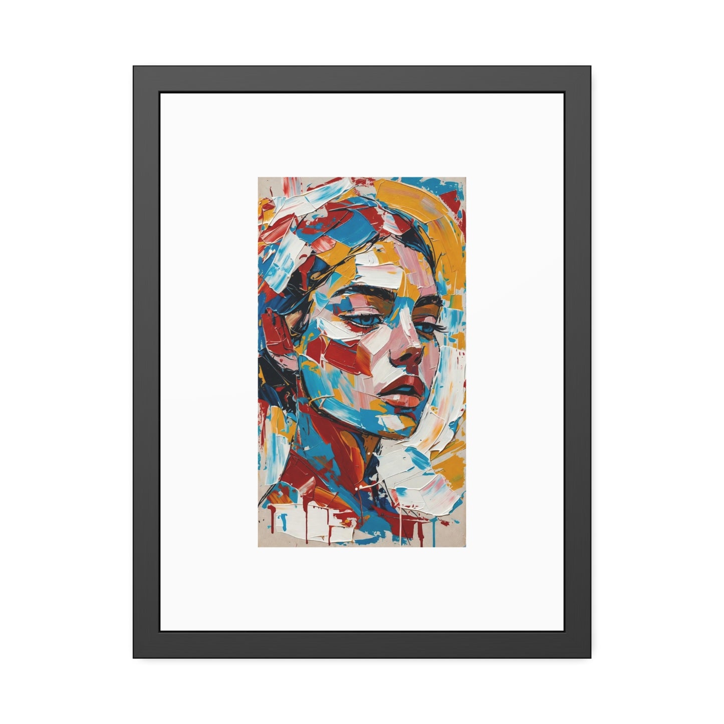 Abstract Colorful Portrait Framed Paper Poster – Modern Art Print for Home & Office