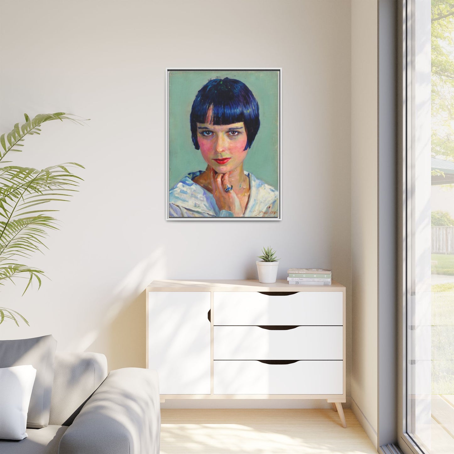 Framed Matte Canvas Portrait Print — Vintage Flapper Woman