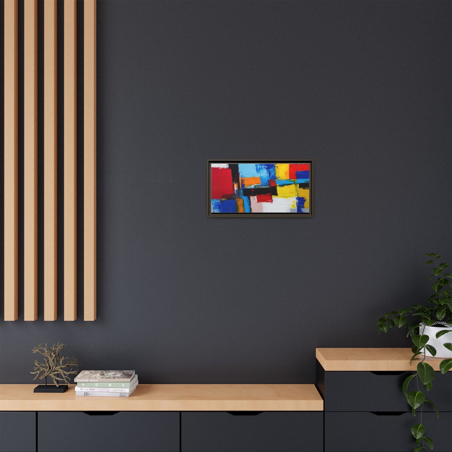 Abstract Color Block Matte Canvas Framed Wall Art