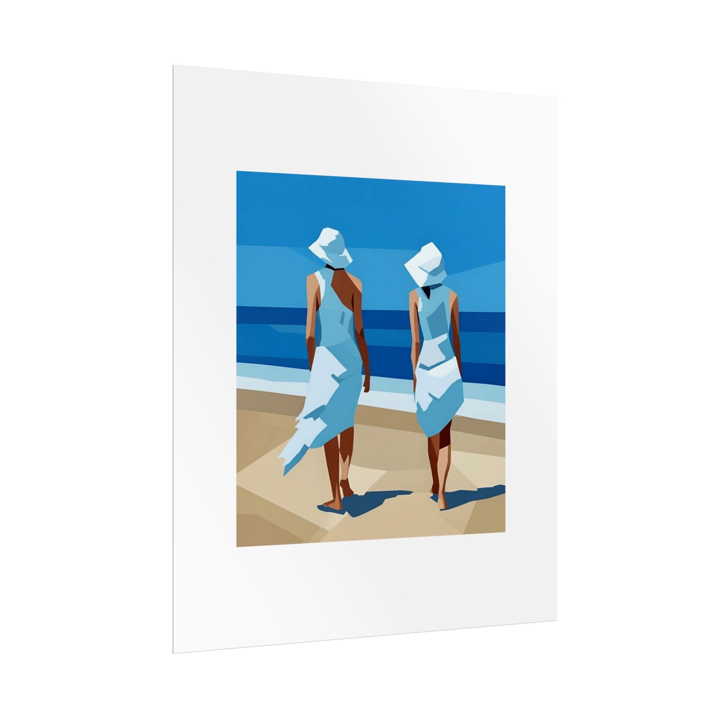 Beach Stroll Art Poster — Minimalist Coastal Print (Rolled Poster)