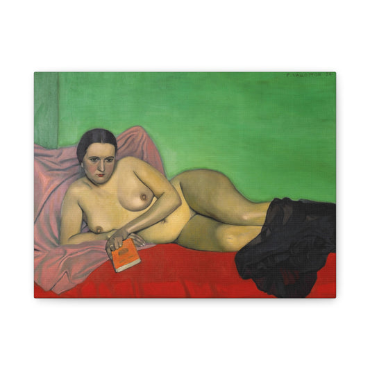 Femme nue tenant un livre by Félix Vallotton Matte Canvas Wall Art Print