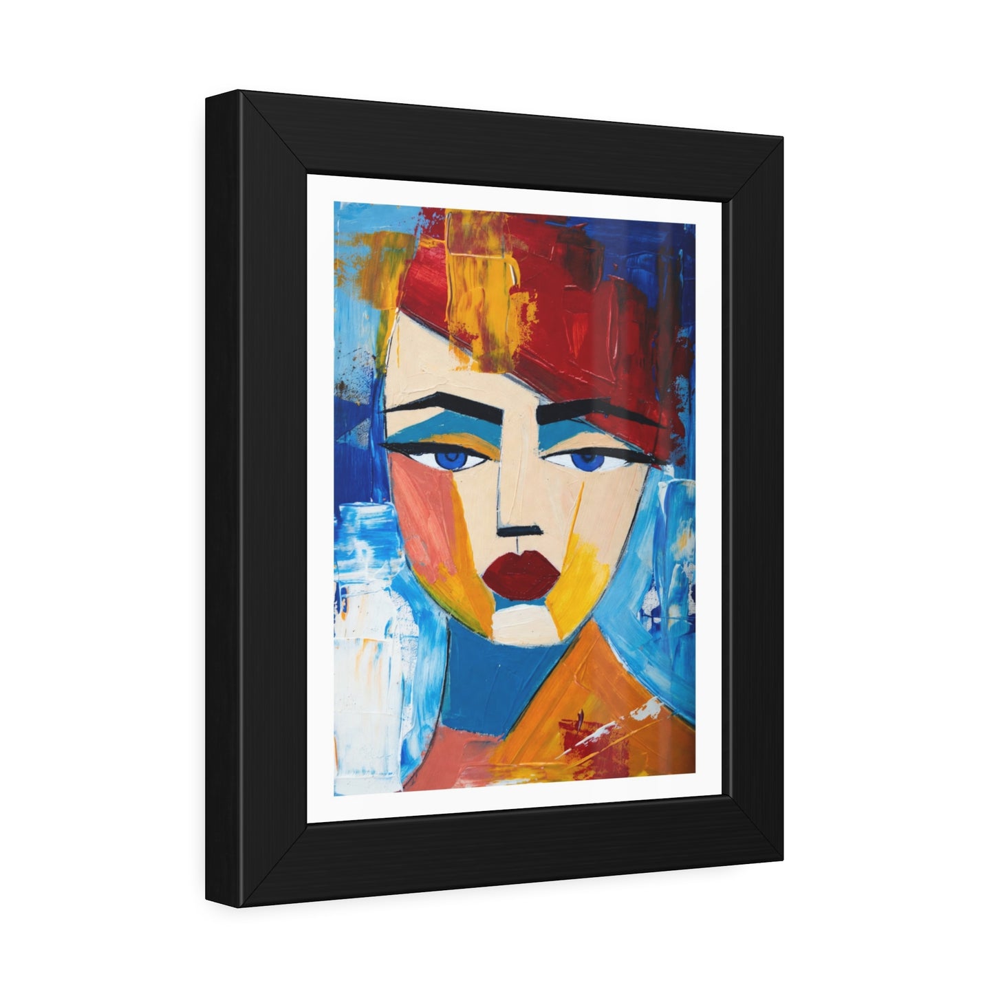 Abstract Colorful Face Framed Poster — Modern Pop Art Wall Print