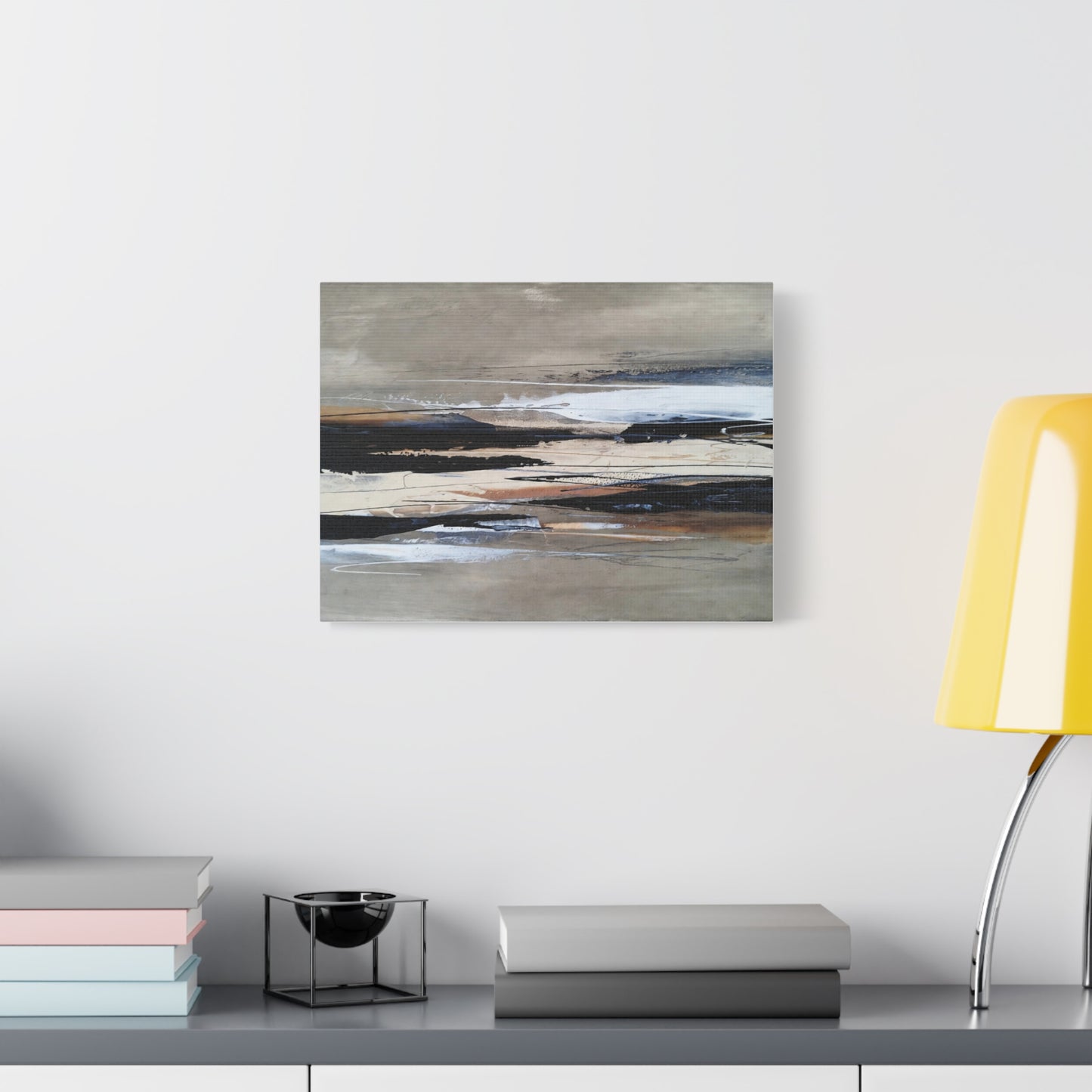 Abstract Coastal Landscape Canvas — Neutral Tones Matte Stretched Wall Art