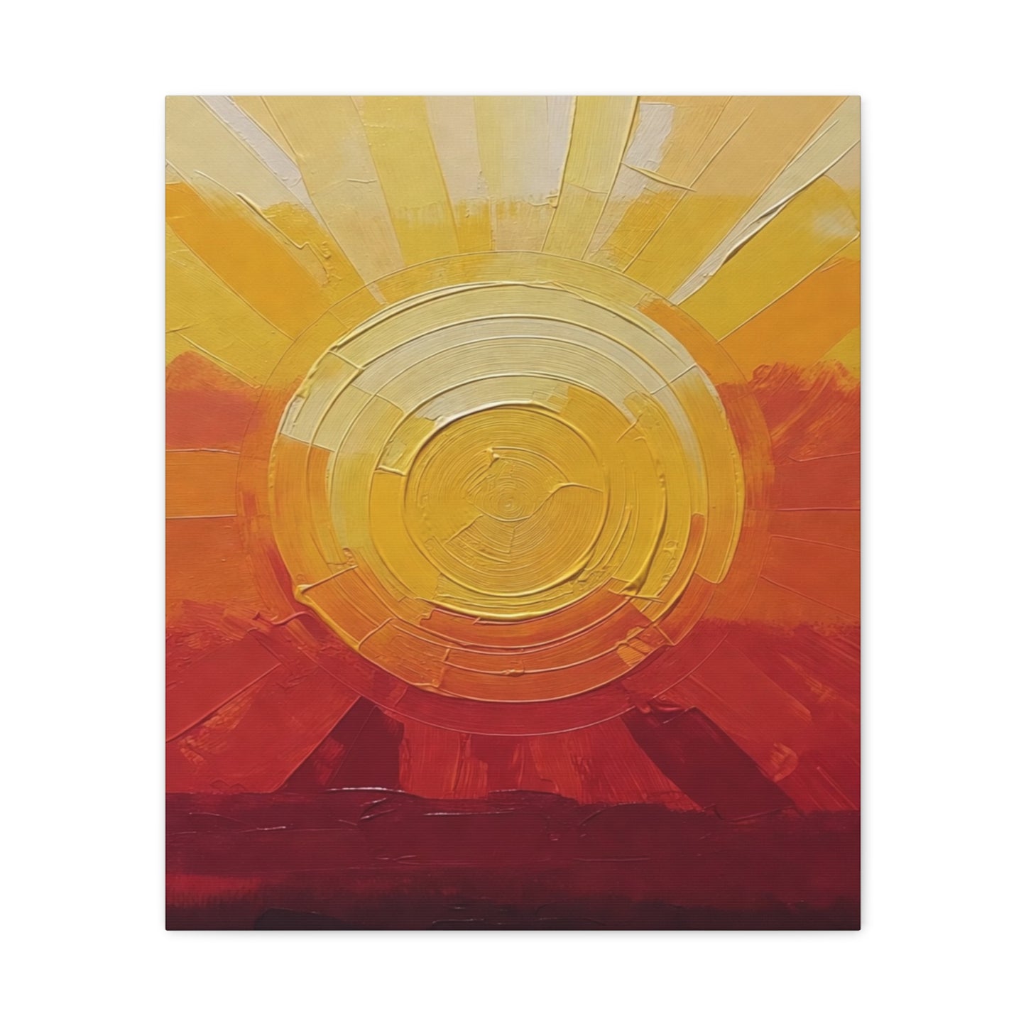Abstract Sunrise Canvas Wall Art — Warm Sunrise Texture Matte Stretched Canvas