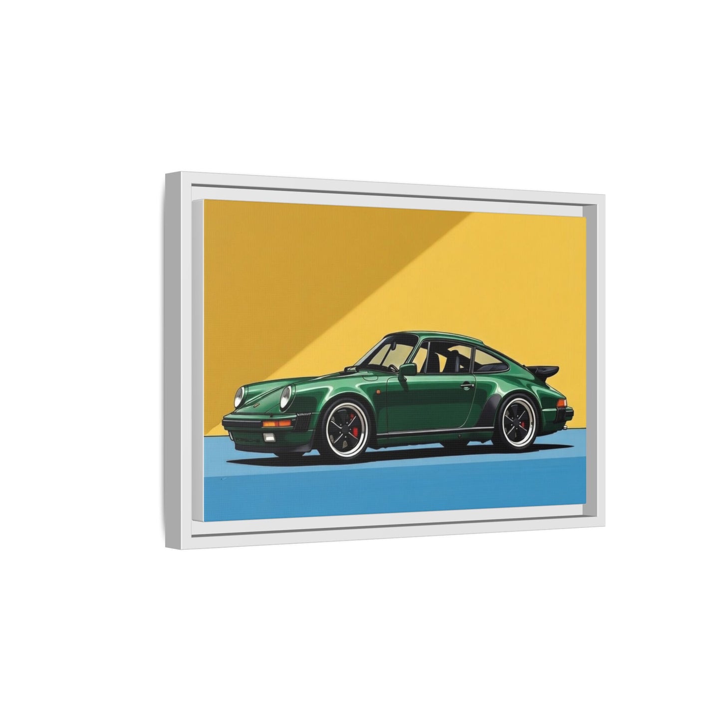 Framed Matte Canvas — Green Sports Car Wall Art