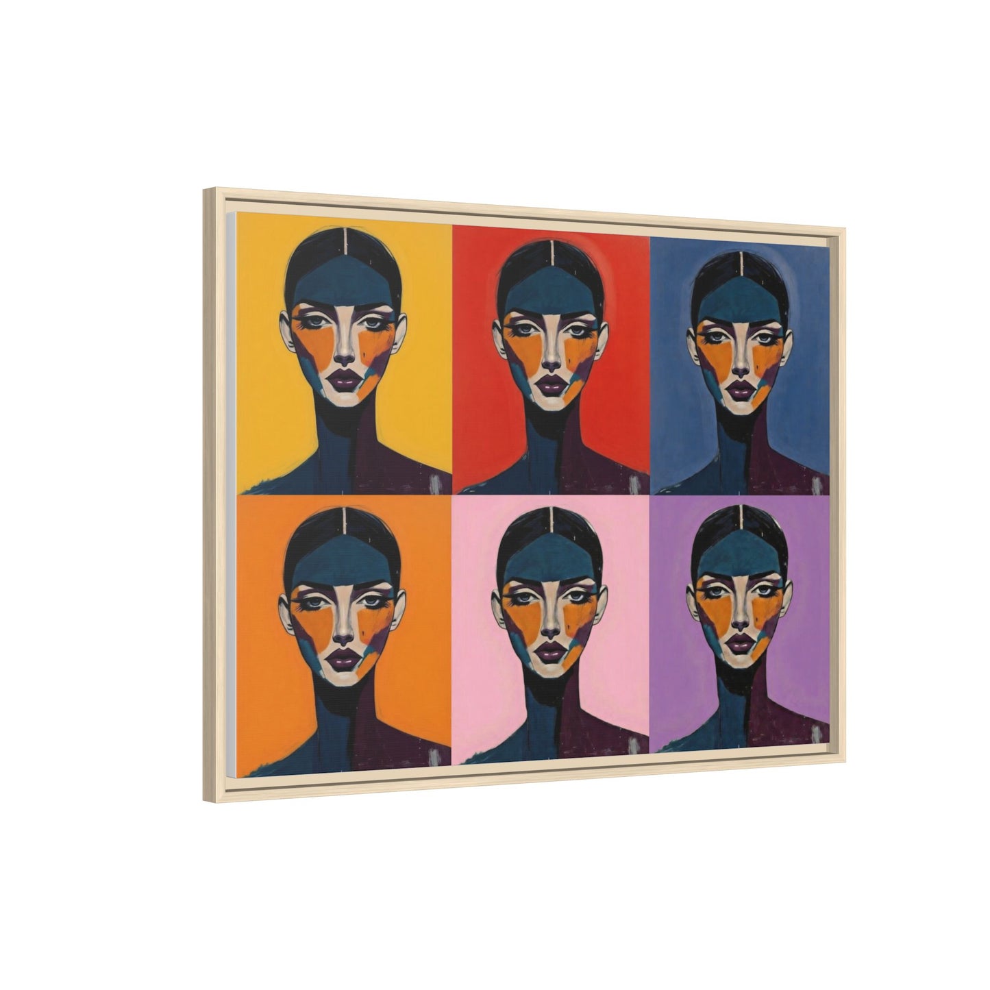 Pop Art Portrait Matte Canvas — Framed Multi-Color Wall Art
