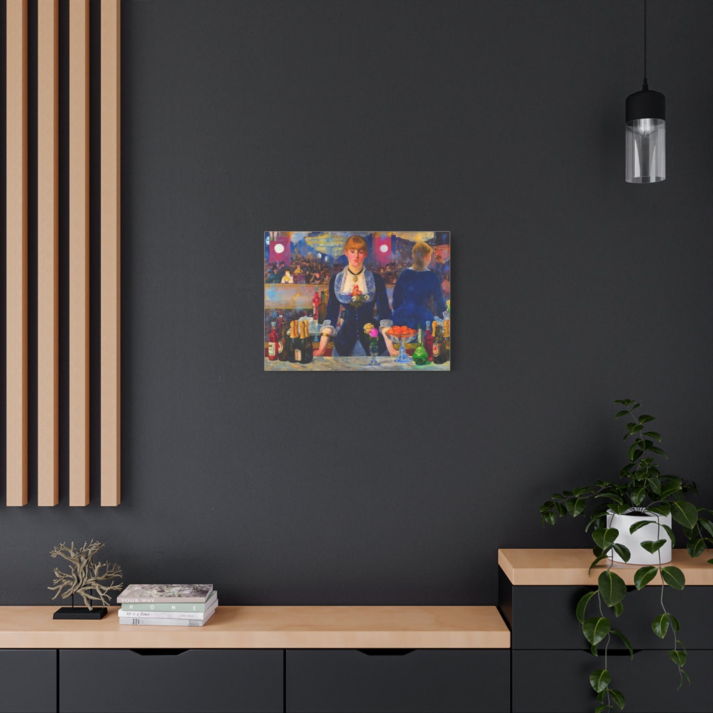 Bar at the Folies-Bergère Matte Canvas Print — Édouard Manet Style Barmaid Wall Art