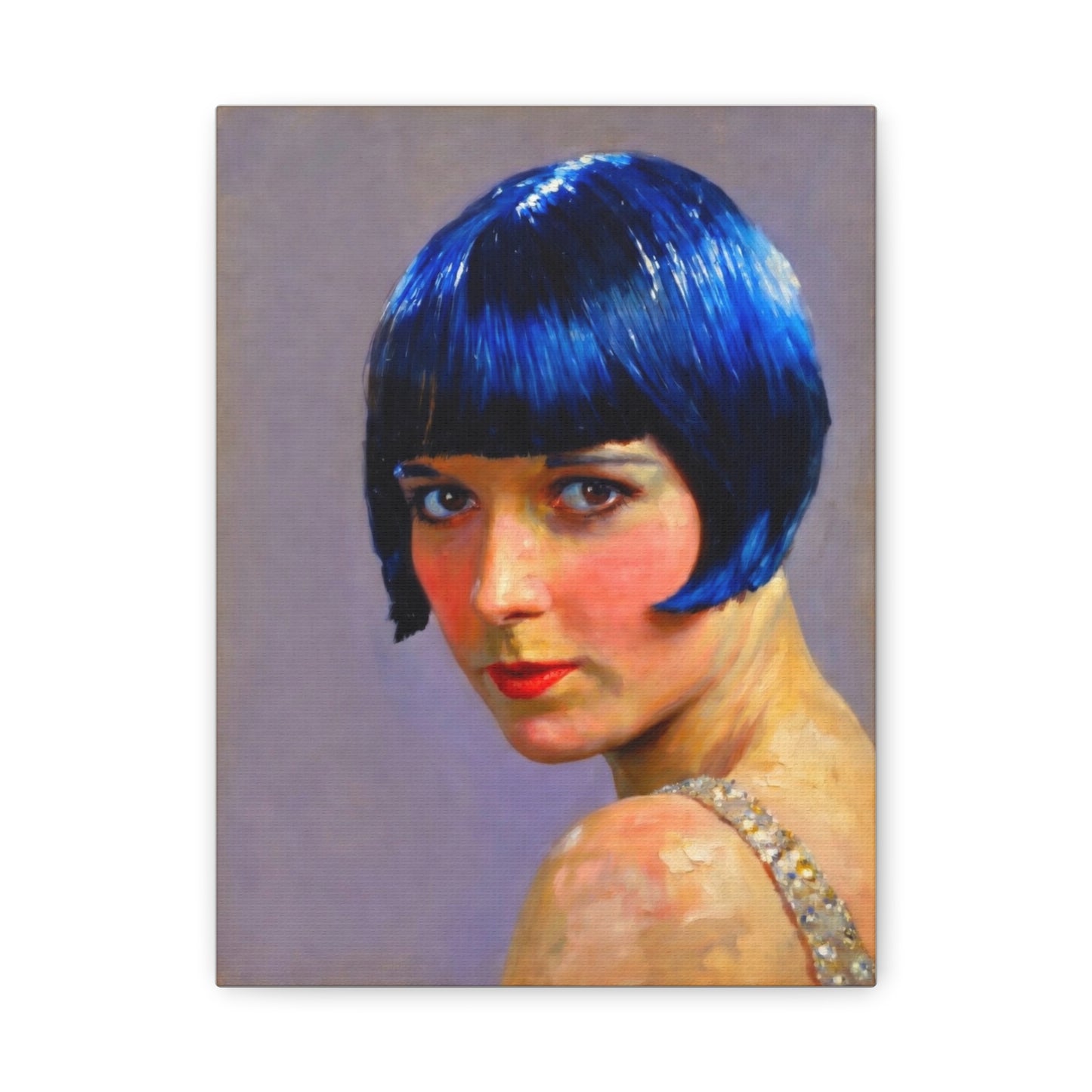 Blue Bob Portrait Matte Canvas Print - Stretched Wall Art