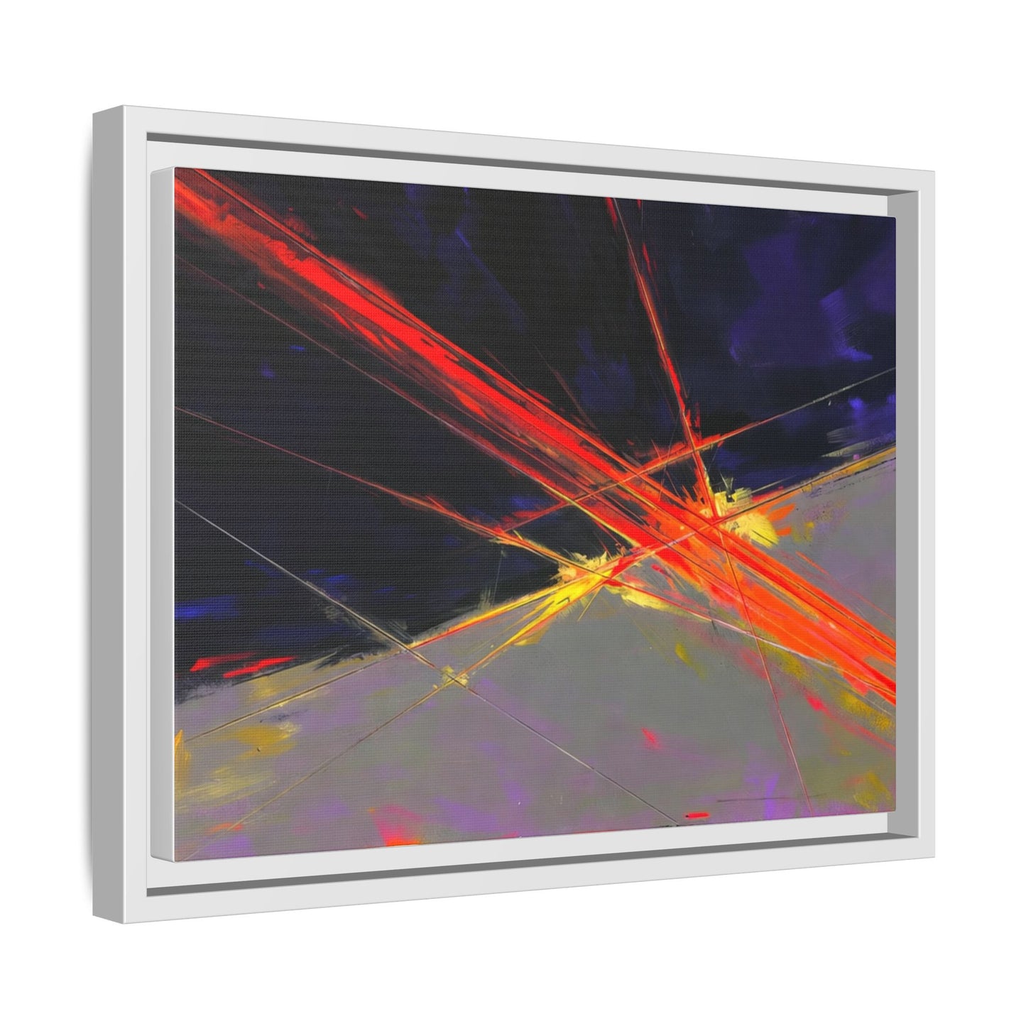 Abstract Red Streaks Framed Matte Canvas Art — Modern Multi‑Color Wall Decor
