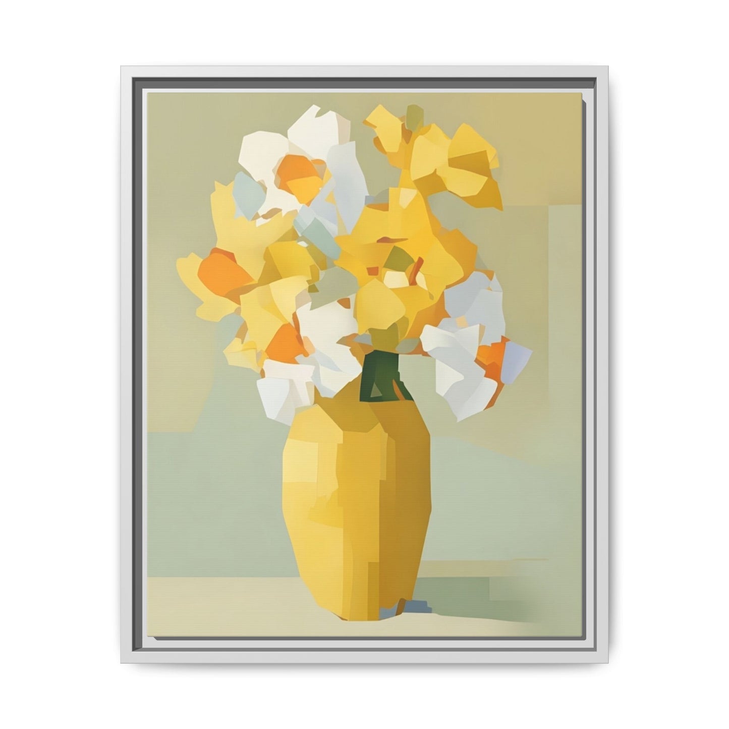 Framed Floral Canvas Print — Yellow Vase Bouquet Wall Art