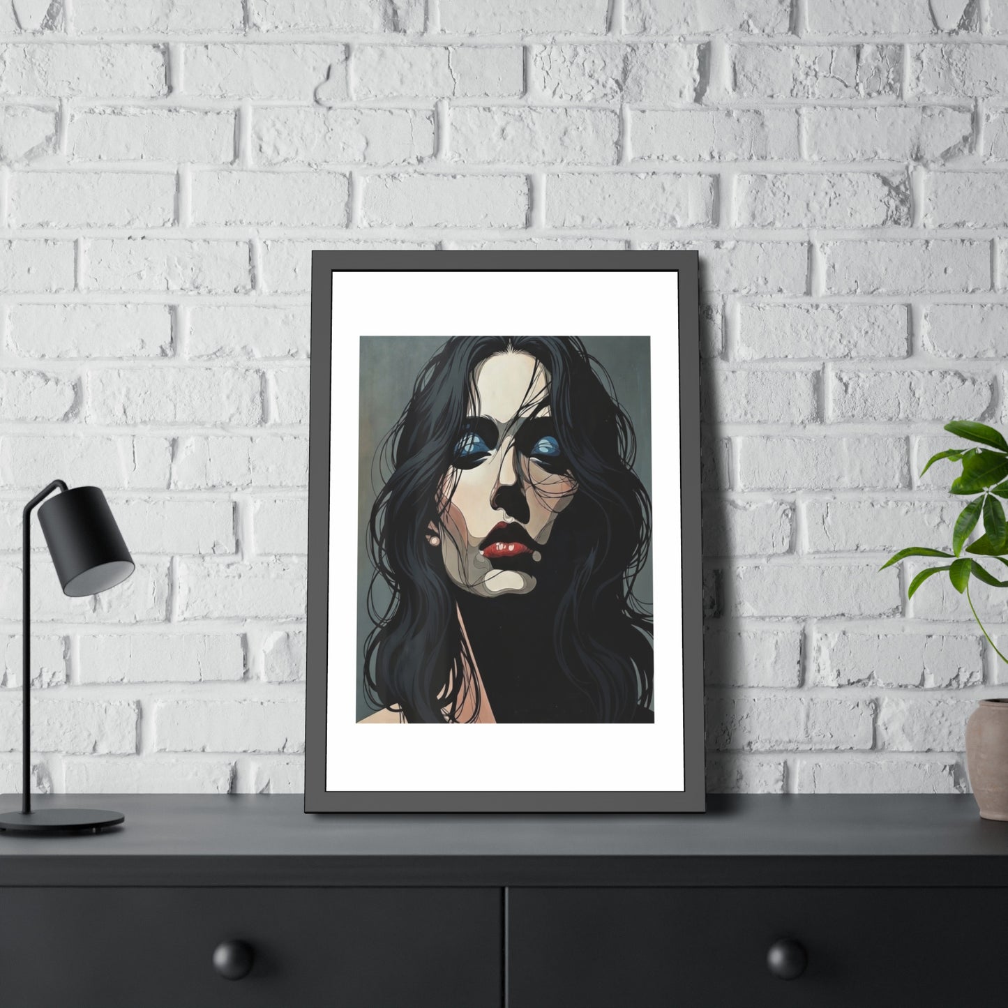 Framed Poster — Moody Portrait Art Print (Dark Feminine Wall Decor)