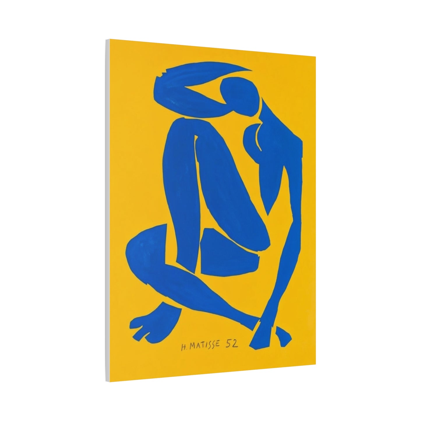 Blue Matisse Nude Silhouette Matte Canvas Print — Modern Yellow Wall Art
